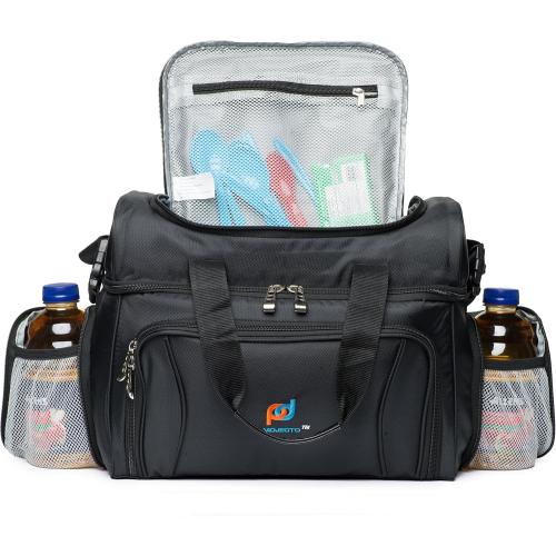 MOJECTO Large Cooler Bag. Two Insulated Compartment, Heavy Duty Fabric, Thick Insulation, 2 Heat Sealed Soft Peva Liner, Many Pockets, Strong Double Zipper, Padded Straps. for Men Women