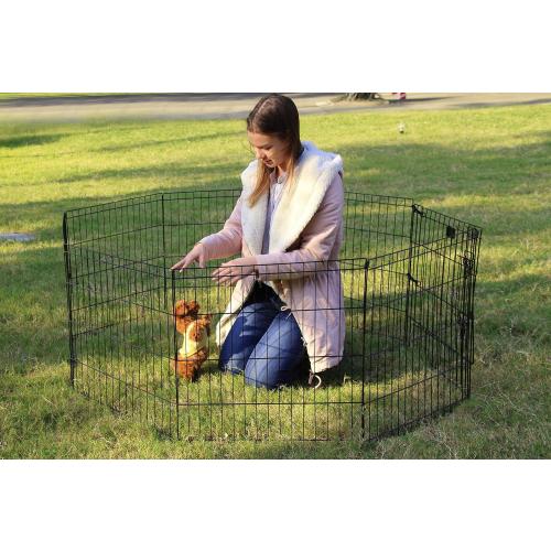 PEEKABOO Dog Pen Pet Playpen Dog Fence Indoor Foldable Metal Wire Exercise Puppy Play Yard Pet Enclosure Outdoor 8 Panels 24 Inch (Only Black playpen)