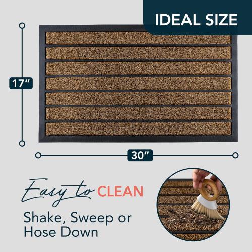 ubdyo Extra Durable Door Mat - Dirt Trapping Outdoor Welcome Mats - Non-Slip Outdoor Indoor Entrance - Low Profile Front Doormat (30 x 17, Bright Brown)