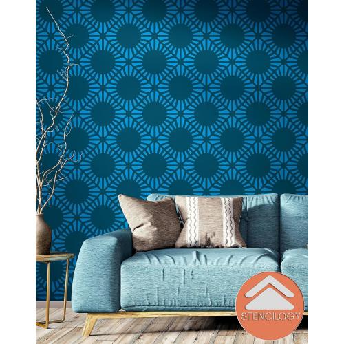 STENCILOGY® / ARNO - 24 x 35 XL Wall Stencil, Large Allover Wall Stencils for Painting, Stencils for Walls, Large Floral Geometric Wall Stencil