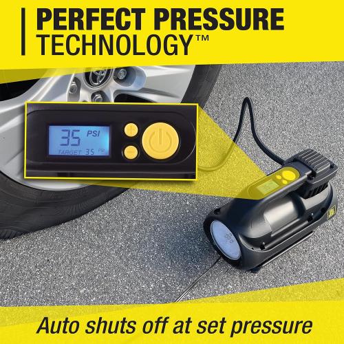 Fix-a-Flat Tire Inflator, Pro Digital, Inflate Right Technology, includes LED light and quick connect hose, 3 min inflation