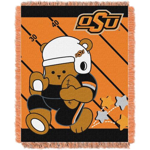 Officially Licensed NCAA Oklahoma State Cowboys Fullback Jacquard Baby Throw Blanket, 36 x 46, Multi Color