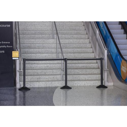 US Weight Sentry Stanchion with Retractable Belt, Easy Connect Assembly, Black, 6.5' Belt (2 Pack)