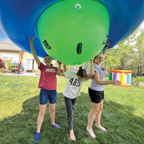 Hearthsong 8-Foot Inflatable Dome Rocker with 6 Handles - Children's Fun Play Equipment Blow Up Giant Bouncer Backyard Toy for Outdoor Game Activities for Boys and Girls Ages 5  (Max Weight 250 lbs)