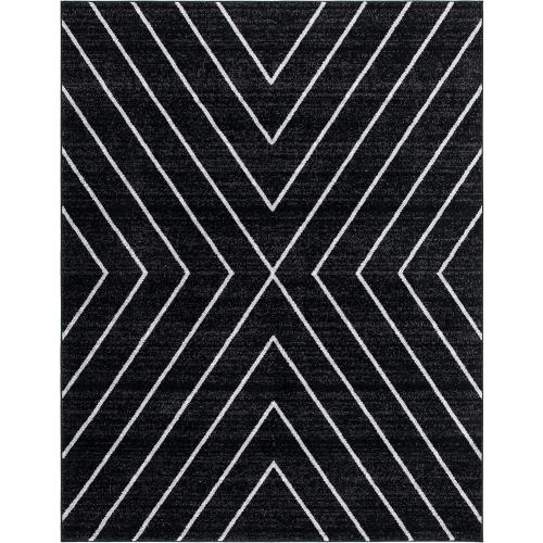 SAFAVIEH Area Rug 8x10 - Adirondack Collection - Large - Black & Light Grey, Modern Geometric Design, Non-Shedding & Easy Cleaning, Ideal for Living Room, Bedroom, Office, Dining Space (ADR251F)