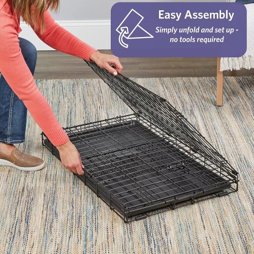 MidWest Homes for Pets 48-Inch iCrate Folding Dog Crate with Divider Panel, Leak-Proof Tray & Secure Latches – Metal Wire Kennel for XL Breeds – Portable, Durable & Easy to Assemble