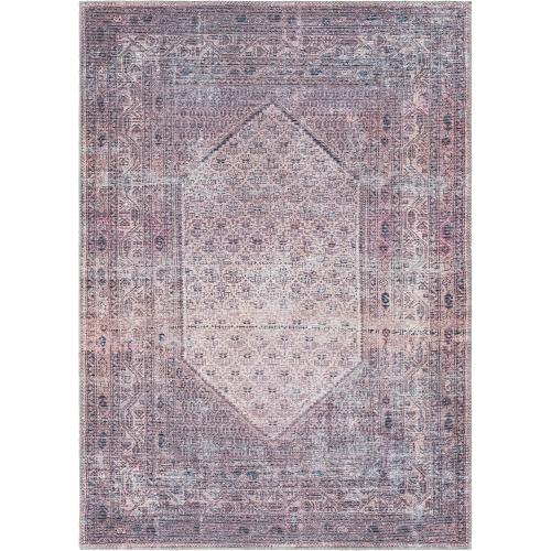 Mark&Day Washable Rugs, 5x7 Hayri Traditional Plum Area Rug, Purple Beige Carpet for Living Room, Bedroom or Kitchen (5'3 x 7'3, Machine Washable)