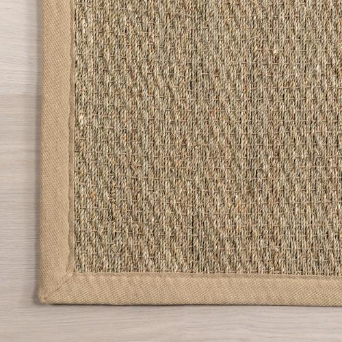 nuLOOM 2x8 Elijah Seagrass Area Rug, Beige, Solid Farmhouse Style, Cotton Bordered, Basketweave, Natural Fiber, For Bedroom, Dining Room, Living Room, Hallway, Office, Kitchen, Entryway