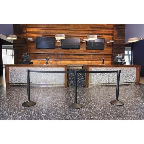 US Weight Sentry Stanchion with Retractable Belt, Easy Connect Assembly, Black, 6.5' Belt (2 Pack)