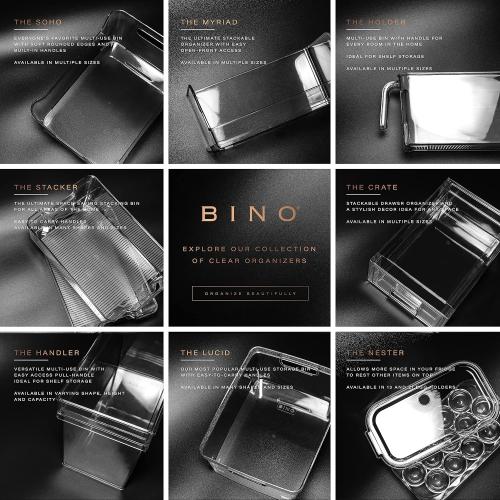 2 Pack BINO | Stackable Plastic Storage Bins, Large | THE MYRIAD COLLECTION | Multipurpose Bins | Pantry Organizers And Storage | Home Organization Containers | Clear Plastic Fridge Bin | Freezer Organizer