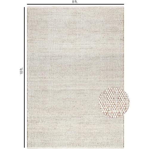 S & L Homes Jute Cotton Hand Woven Natural Farmhouse Area Rug for Living Room - Rustic Vintage Bohemian Décor - (8' x 10' Natural)