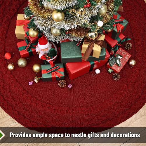 Mr. Pen- Christmas Tree Skirt, 36, Red Knitted Christmas Skirt Tree for Xmas Trees