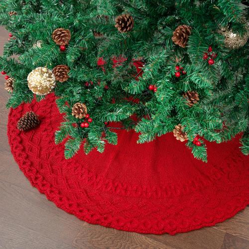 Mr. Pen- Christmas Tree Skirt, 36, Red Knitted Christmas Skirt Tree for Xmas Trees