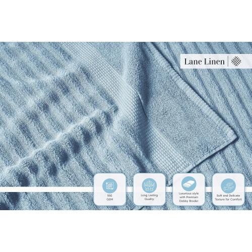 Cotton Bath Towels Set of 6 - Exclusive Zero Twist - Softer, Quick Dry & Absorbent - 2 Bath, 2 Washcloths, 2 Hand Towels for Bathroom - Durable, Premium Quality & Ideal Gift for Him - Blue