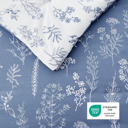 Bedsure  Comforter Set - Infinity Blue Bed  Cute Floral Bedding, 1 Soft Reversible Botanical Flowers Comforter