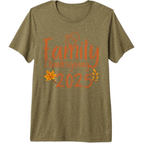 Women's Medium Family Thanksgiving Day 2025 Matching Thankful Autumn Fall Premium Tri-Blend T-Shirt