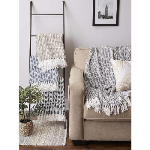 DII Arrowhead Woven Throw, with 3 Fringe, Black, 1 Piece