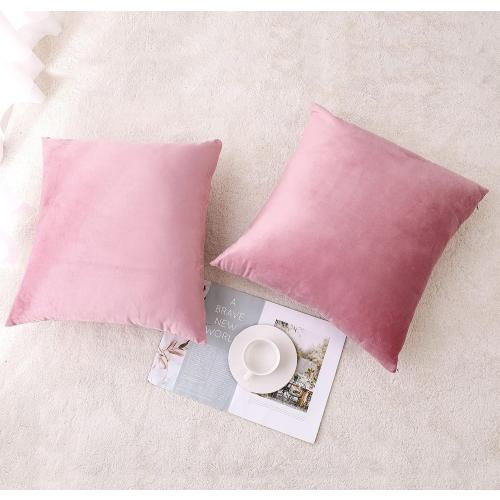 Decorative Throw Pillow Covers Velvet Soft for Couch Sofa Bedroom Living Room Outdoor Pack of 2 50x50 Inch Pink