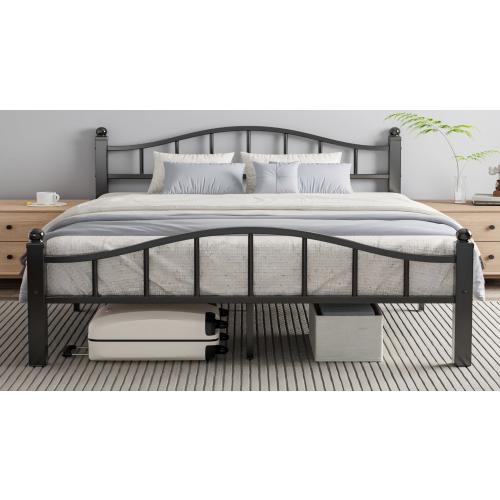 Metal Full Size Bed Frame with Headboard, Noise-Free Design & Underbed Storage Heavy Duty Bed Frames No Box Spring Needed/Tool-Free Assembly