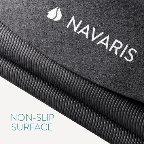 Navaris Round Yoga Mat - 47 Diameter Circular Exercise Mat 1/4 Thick - Non-Slip Mat for Cardio, Workout, Fitness, Tai Chi, Meditation - Size Small