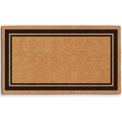 Barnyard Designs Natural Coco Coir Heavy Duty Backing Doormat - Large Cute Non-Slip Front Door Welcome Mat for Outside Entrance or Porch Entry, Brown (17x30, Border)