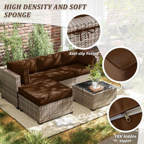 9Pcs Outdoor Chair Cushions Covers Waterproof Anti-Fading for 5 Pack Patio Set Cushion Slipcovers, Outdoor Furniture Cover Replacement, Covers Only, Chocolate