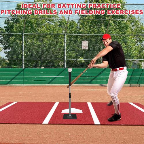 Baseball Hitting Mat Pro Batting Cage Mat Antislip TPR Rubber Backing with Home Plate for Baseball Softball Training Indoor and Outdoor