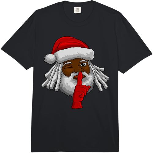 African American Santa Claus Christmas Party Decor Comfort Colors Adult Heavyweight T-shirt