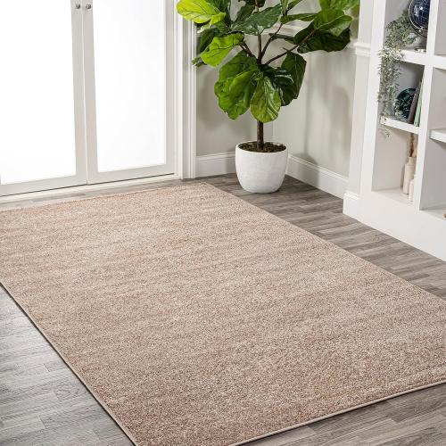 Size Large JONATHAN Y Haze Solid Low-Pile Beige Indoor Area Rug  Coastal,Bohemian,Minimalist,Classic, Easy-Cleaning for Living Room,Bedroom,Kitchen,Pet Friendly,Non-Shedding (SEU100G-4)