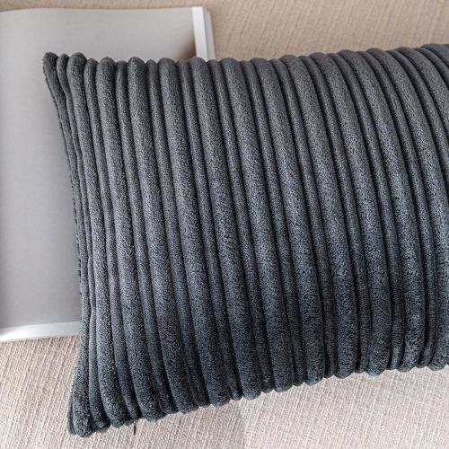 UGASA Velvet Pillow Covers Striped Decorative Throw Pillow Cover Cushion Case with Hidden Zipper for Home Couch/Bedroom/Car, Soft Cozy Solid Oblong, 1 Piece (12x20, Dark Grey)