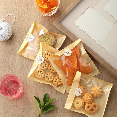 100 PCS Cookie Packaging Bags with Seal, JINLIFA 5.7x6.5 Inch Baked Goods Packaging with Window, Heat Sealable & Grease Resistant Individual Cookie Bags Sleeves for Brownie, Donut, Treat, Cake Scone