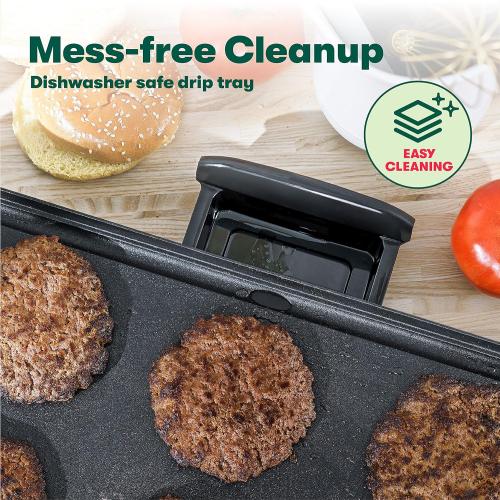 bella Electric Griddle with Warming Tray - Smokeless Indoor Grill, Nonstick Surface, Adjustable Temperature & Cool-touch Handles, 10 x 18, Copper/Black, PFOA & PTFE Free