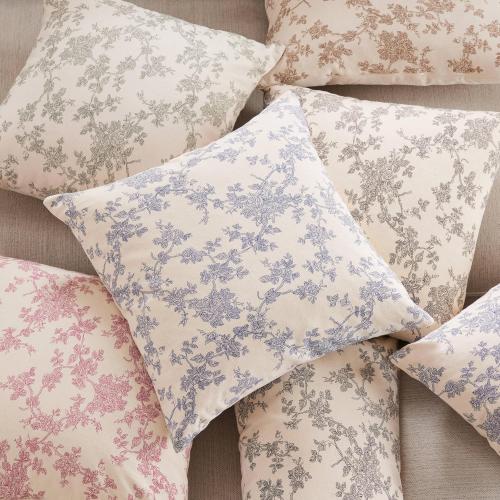 100% Cotton French Pastoral Throw Pillow Covers Set of 2, 16x16 Inch Brown Farmhouse Decorative Cushion Covers for Sofa Bed Living Room Home Decor