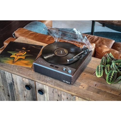Victrola Eastwood Signature – Bluetooth Record Player – 3-Speed Turntable, Built-in Speakers, Premium MM Cartridge, Vinyl Stream for Wireless Streaming, Removable Dust Cover, (Espresso)