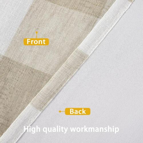 DriftAway Buffalo Plaid Blackout Curtains Linen Textured Farmhouse Double Layer Thermal Insulated Yarn Dyed Woven Checkered Gingham Grommet Drapes for Living Room 2 Panels Each 52W x 84L Taupe