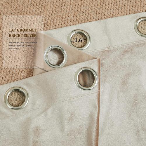 BULBUL Champagne Velvet Curtains Beige Luxury Elegant Living Room Curtain - Modern Thermal Insulated Soundproof Privacy Room Darkening Floor to Ceiling Soft Drapes for Bedroom