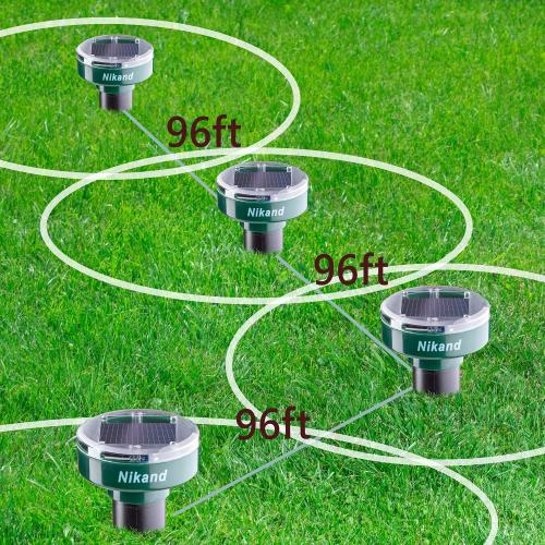 Gopher Repellent Ultrasonic Solar Powered - Mole Repellent Stakes Outdoor Pet Safe - Groundhog Repeller Snake Rodent Gopher Spikes Chaser - Sonic Mole Deterrent Devices (4)