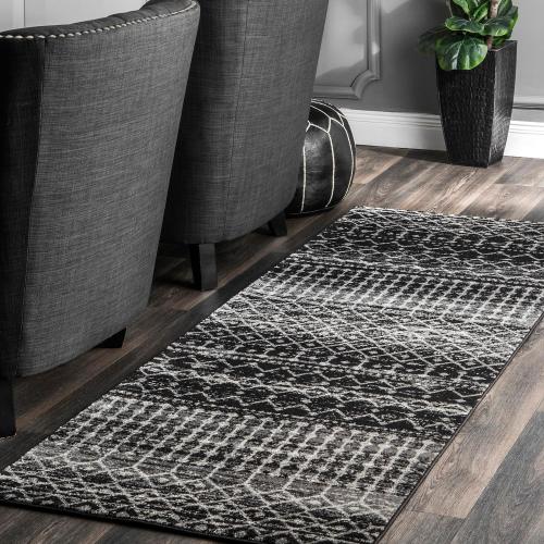 nuLOOM 2x14 Moroccan Blythe Area Rug, Black, Faded Bohemian Design, Stain Resistant, For Bedroom, Dining Room, Living Room, Hallway, Office, Kitchen, Entryway