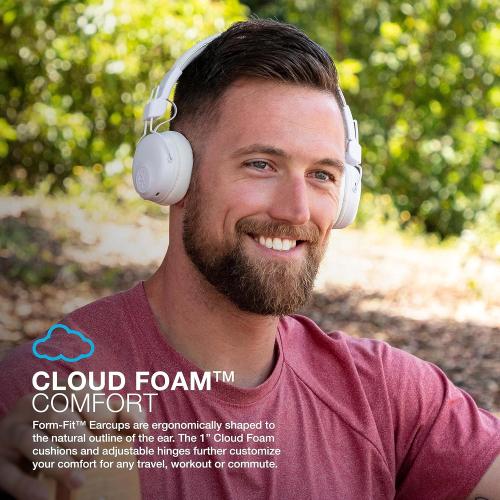JLab Studio Wireless On-Ear Headphones, White, 30  Hour Bluetooth 5 Playtime, EQ3 Sound, Ultra-Plush Faux Leather & Cloud Foam Cushions, Track and Volume Controls
