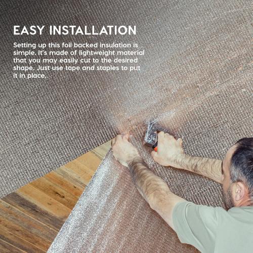 EconoHome Reflective Insulation - 16in x 10ft, 3mm Foam Core, Aluminum Heat Shield - Light Reflective Insulation for Weatherproofing, Condensation, Sound