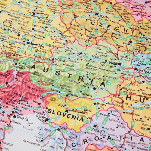 Maps International Large Political Europe Educational Wall Map Poster - Front Sheet Laminated - 33.1 x 46.8 inches