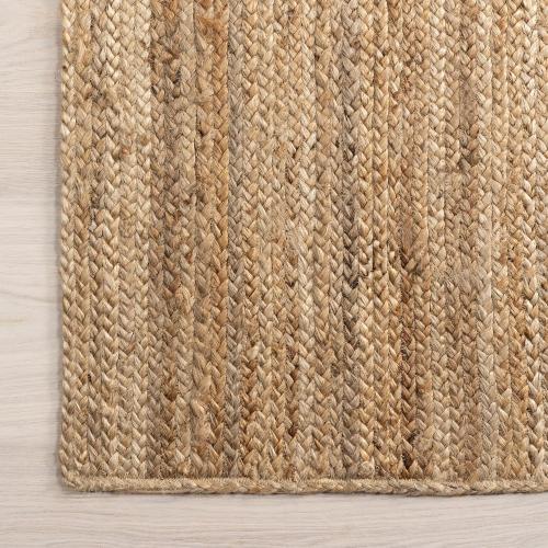 nuLOOM  3' Round Rigo Jute Hand Woven Area Rug, Natural, Solid Farmhouse Design, Natural Fiber, For Bedroom, Living Room, Dining Room, Hallway, Office, Kitchen, Entryway