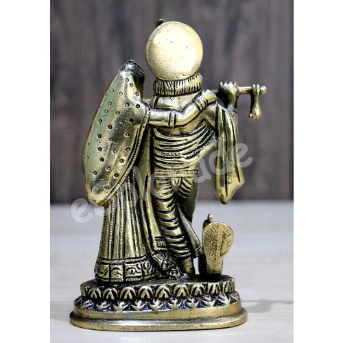 StonKraft - Radha Krishna Pair Murti Idol Statue Sculpture - Brass - 6 - Antique