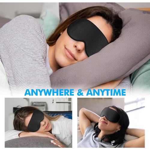 Sleep Eye Mask for Men Women, Lash Extensions 3D Sleeping Mask, Travel Blackout Night Blindfold Eye Shade Cover with Adjustable Strap (Black-3D)