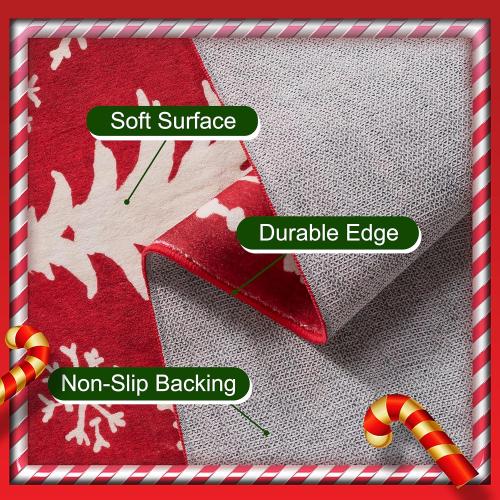 Christmas Decorative Rug 6x9 for Bedroom Living Room Christmas Tree Area Rug Indoor Throw Area Rug Washable Non Slip Low Pile Rug for Dining Room Home Study Holiday Decor(Xmas Tree Red,6x9ft)