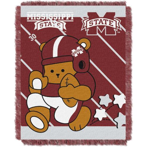 Officially Licensed NCAA Mississippi State Bulldogs Fullback Jacquard Baby Throw Blanket, 36 x 46, Multi Color