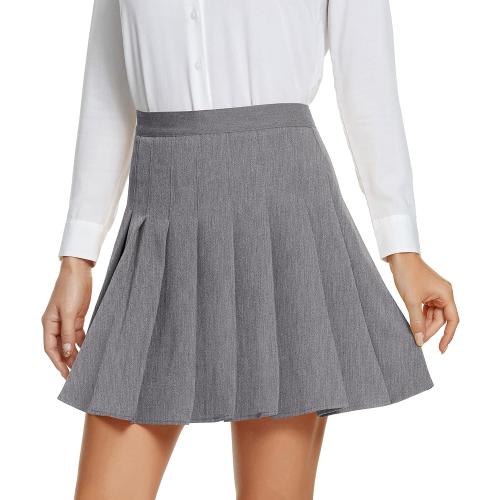 Size L...Plain high-waisted pleated skirt, casual style