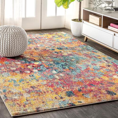 JONATHAN Y CTP108A-8 Contemporary POP Modern Abstract Multi/Yellow 8 ft. x 10 ft. Area-Rug, Bohemian, Easy-Cleaning, for Bedroom, Kitchen, Living Room, Non Shedding