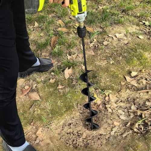 3 x 24 Garden Auger Drill Bit for Planting and Post Hole Digging - Upgraded Spiral Design, Solid Shaft - Hex Driver Drill Compatible