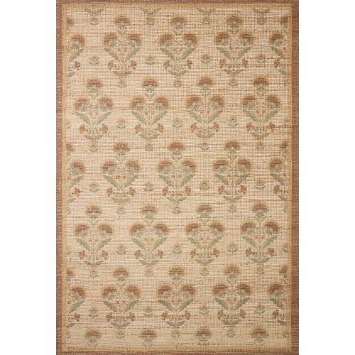 Loloi Chris Loves Julia Rue Collection RUE-01 Wheat/Sage 2'-3 x 3'-9 Accent Rug Jute Neutral Floral Living Room Bedroom Rug